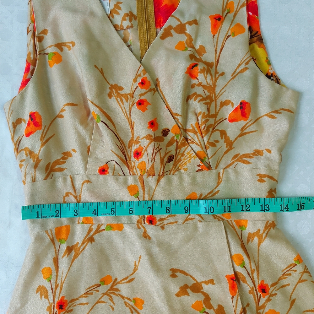 Vintage 1970s Harriet Hawaiian Empire Waist Sleeveless Floral Maxi Dress Size 10 - Picture 7 of 9